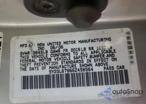 2006 Pontiac Vibe z USA, uszkodzony, nr VIN 5Y2SL67866Z458564